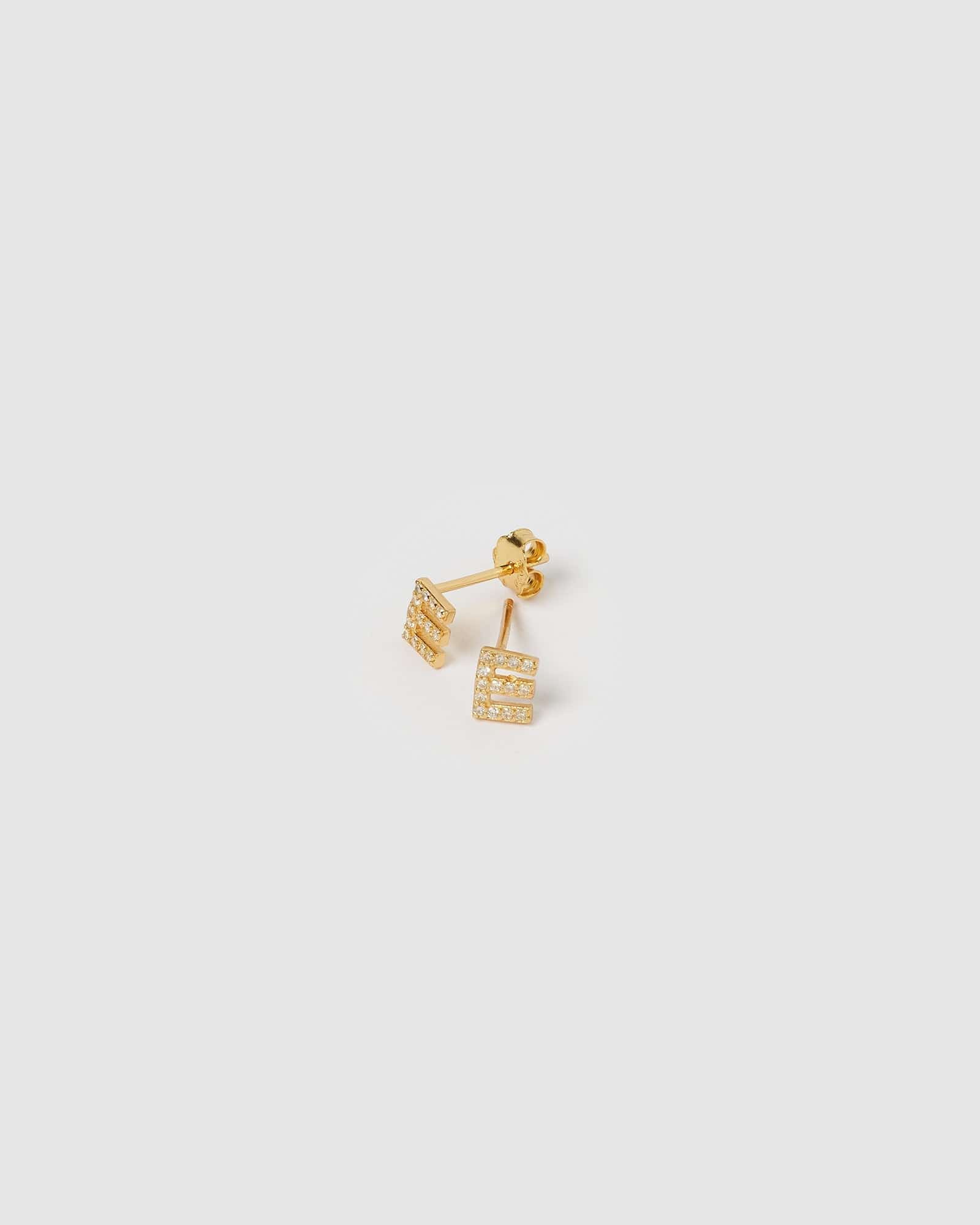 Izoa Gold Alphabet Mini Letter E Stud Earrings - Elegant & Dainty Jewelry for Women, Perfect for Everyday Wear, Gifts & Special Occasions