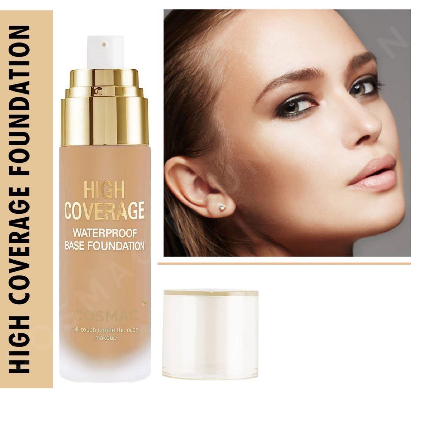 Cosmac Beauty Ultimate Combo - Waterproof Foundation Makeup Kit with Puff (2-Pack) | Long-Lasting Flawless Coverage for Daily Wear & Special Occasions | Perfect for Travel & Touch-Ups