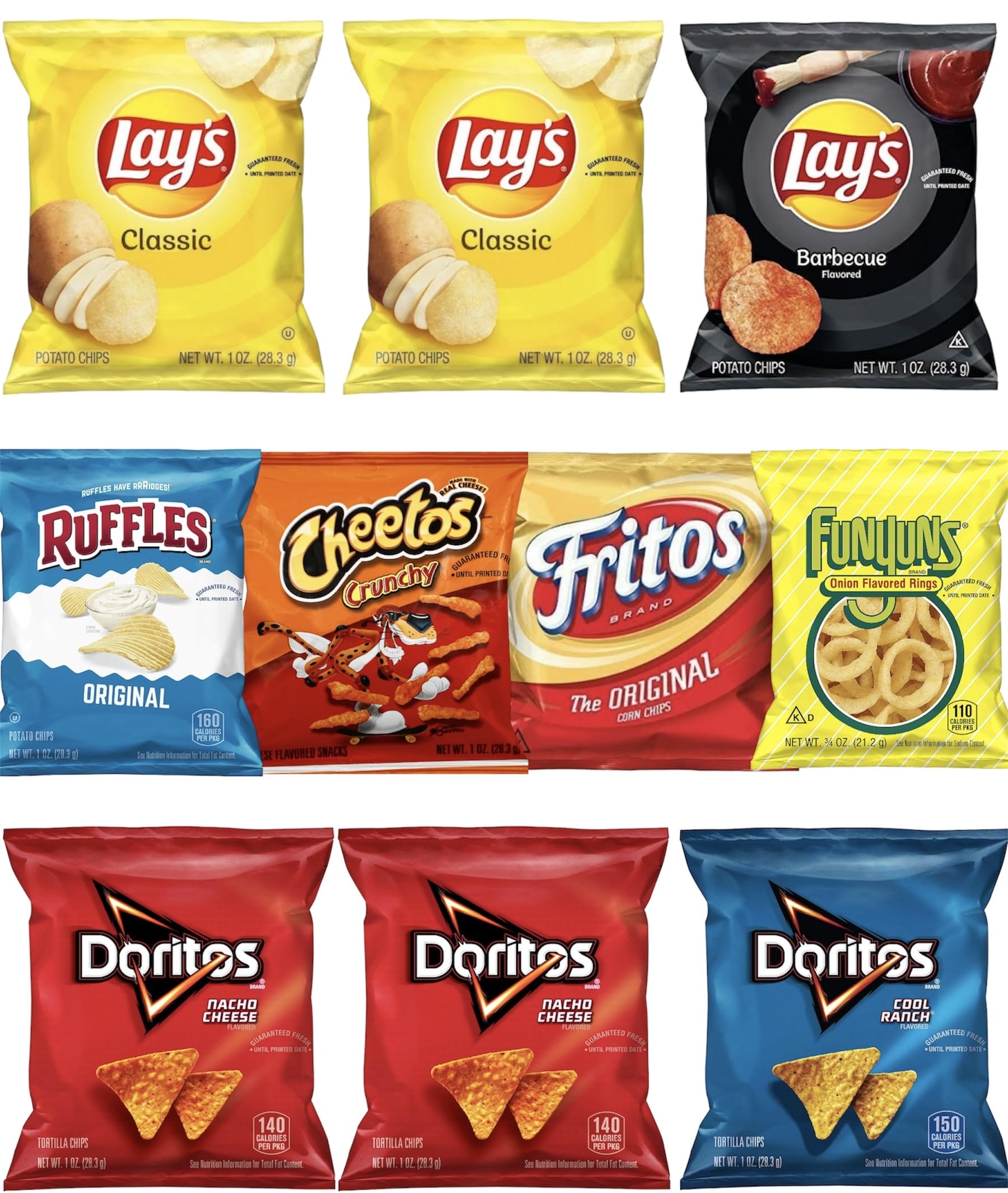 QT LIMITED Frito-Lay Party Mix Variety Pack - 10 Count Snack Box with Lay's, Ruffles, Cheetos, Doritos, Fritos & Funyuns Chips | Perfect for Parties, Movie Nights & Office Snacks