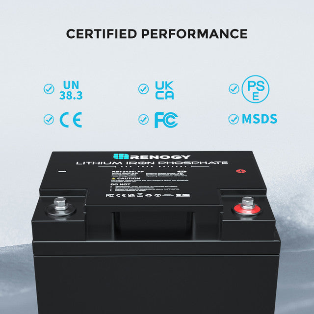 Renogy 24V 25Ah LiFePO4 Deep Cycle Battery for Solar Power, RV, Marine & Off-Grid Energy Storage - Reliable Lithium Iron Phosphate Rechargeable Battery