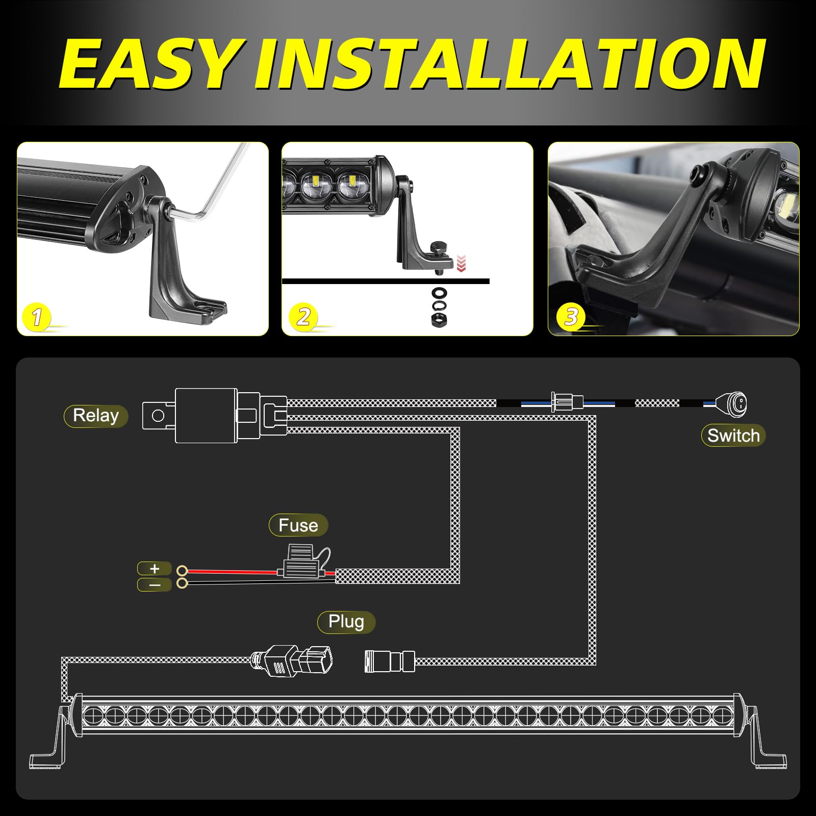 40 Inch LED Light Bar Kit - 210W Single Row Off Road Driving Lights with Wiring Harness & Black Cover - Waterproof Slim LED Light Bar for Trucks, UTV, SUV, Wrangler, Toyota, Can-Am, Bronco, Polaris, Honda - Perfect for Night Off-Roading, Camping & Emergency Lighting