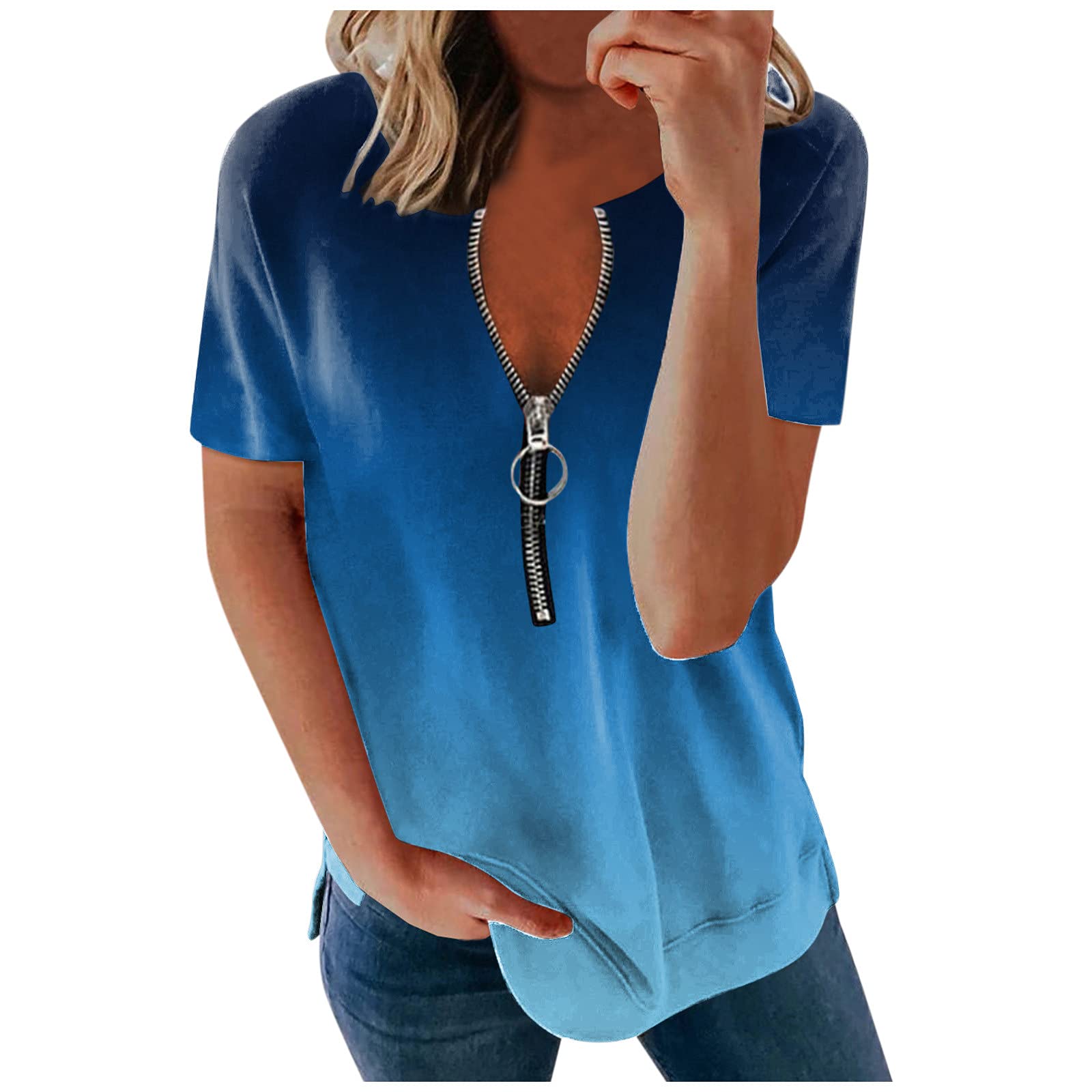 UOKNICE Women's 4th of July T-Shirts - Casual Short Sleeve American Flag Tees, Trendy Boho Summer Tops & Fashion Blouses for Independence Day Celebrations, BBQ Parties, and Patriotic Events