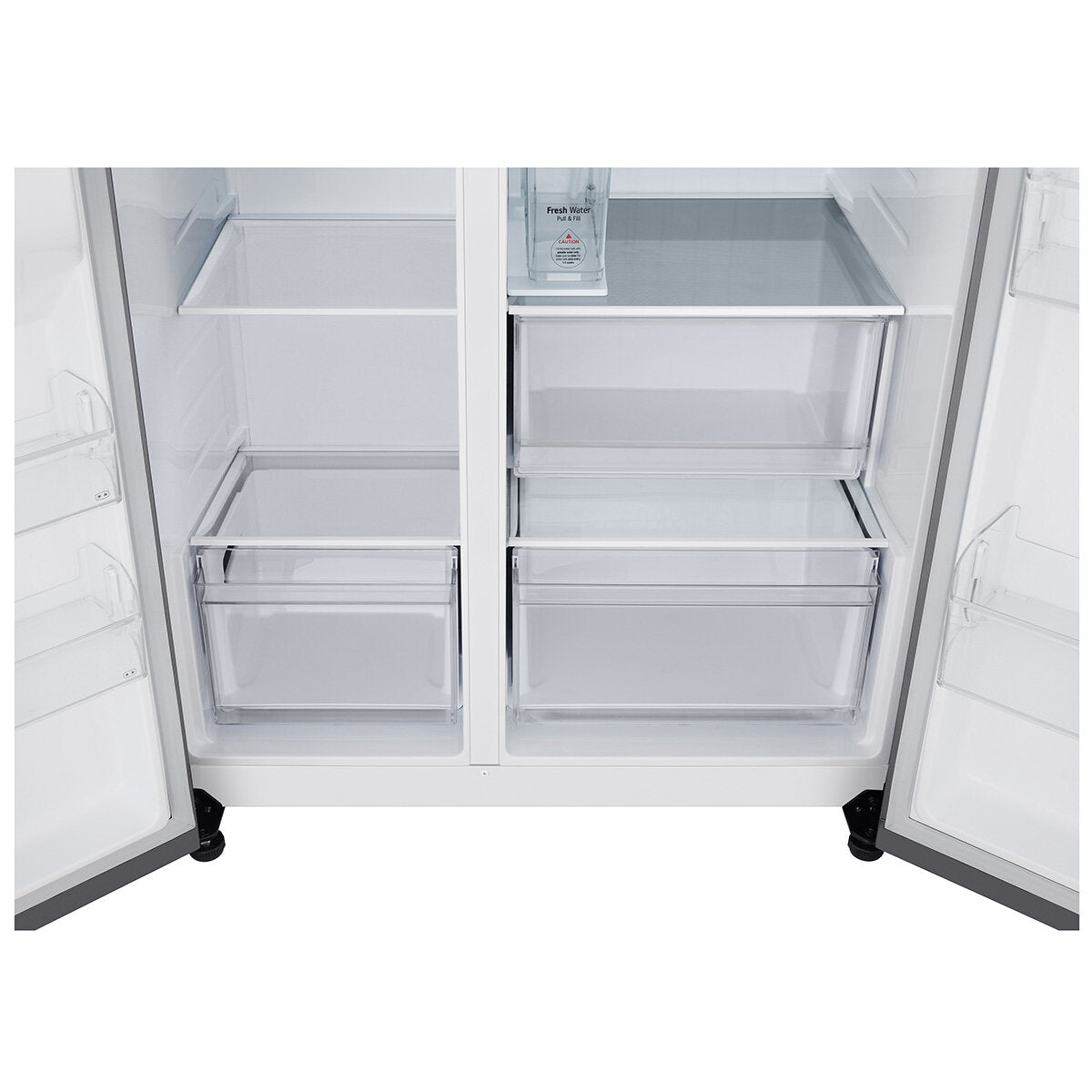 LG 641L Side by Side Refrigerator with Non-Plumbed Ice & Water Dispenser - Stainless Steel (Model GS-N599PL) - Perfect for Large Families & Open-Concept Kitchens
