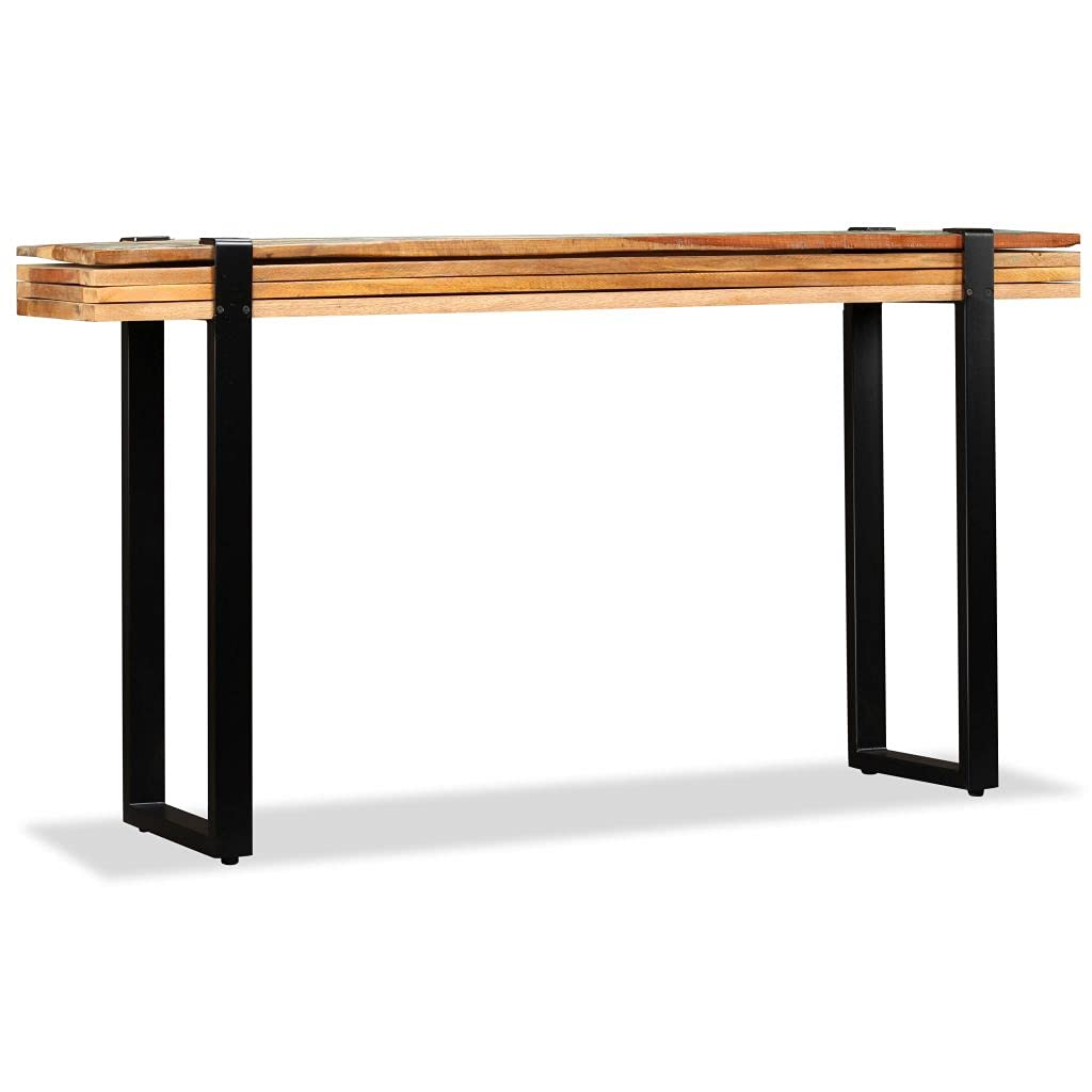 Rustic Solid Reclaimed Wood Adjustable Console Sofa Table - End Table, Computer Desk & Coffee Snack Table for Living Room, Corridor or Hallway | Fast Shipping | Perfect for Small Spaces, Home Office & Entertainment Areas