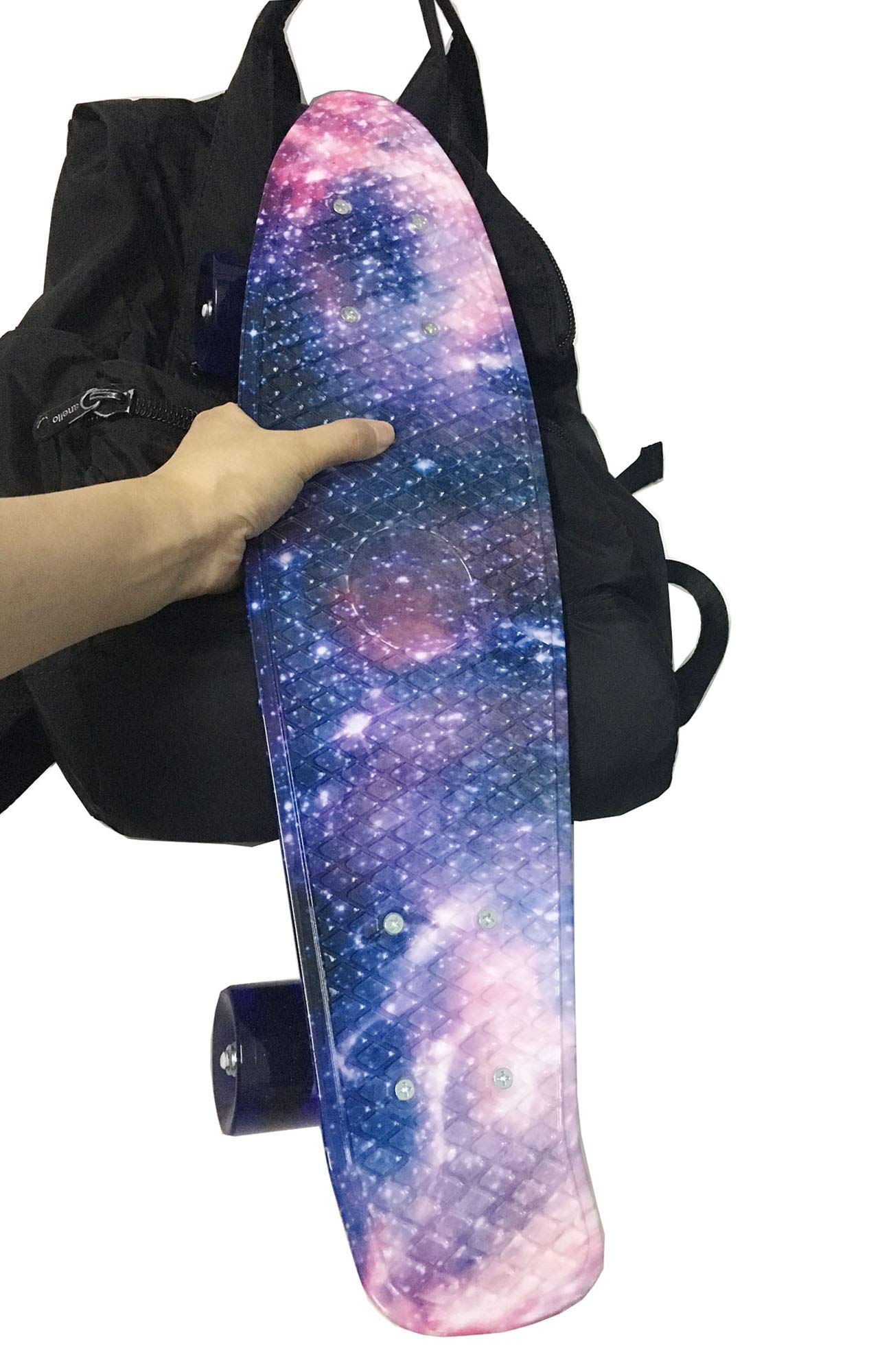 **DreamFire Galaxy Starry Skateboard - 22 Inch Mini Retro Cruiser for Kids, Boys & Girls - Beginner-Friendly Purple Skateboard - Perfect for Commuting, Park Rides & Outdoor Fun**