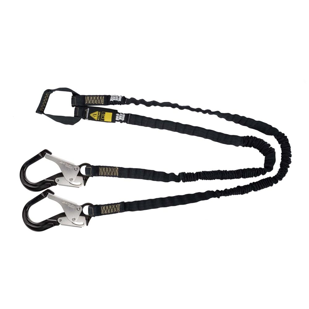 Arc Flash 6' Internal Energy Absorbing Safety Lanyard - Aramid Fiber, Dual Leg, Soft Loop, Aluminum Rebar Hook for Electrical Work & Fall Protection