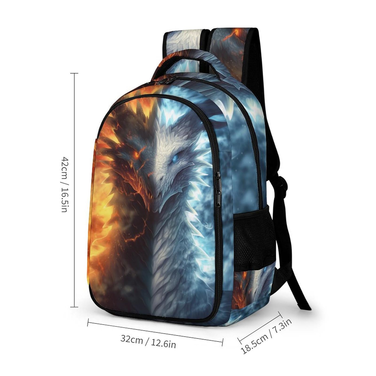 Dragon Themed Kids Backpack for School - 16.5 Inch Boys & Girls Bookbag - Perfect for Elementary Students, Daycare & Outdoor Adventures