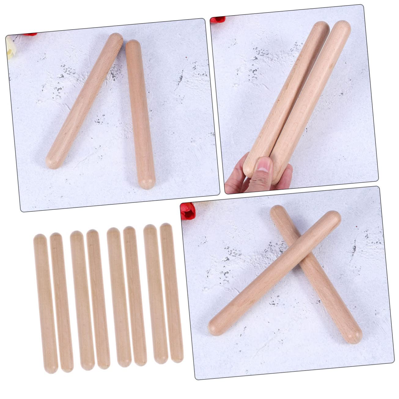 KOMBIUDA 12 Pairs Wooden Rhythm Sticks - Hardwood Musical Percussion Instruments for Kids | Perfect for Music Class, Early Childhood Education & Family Playtime