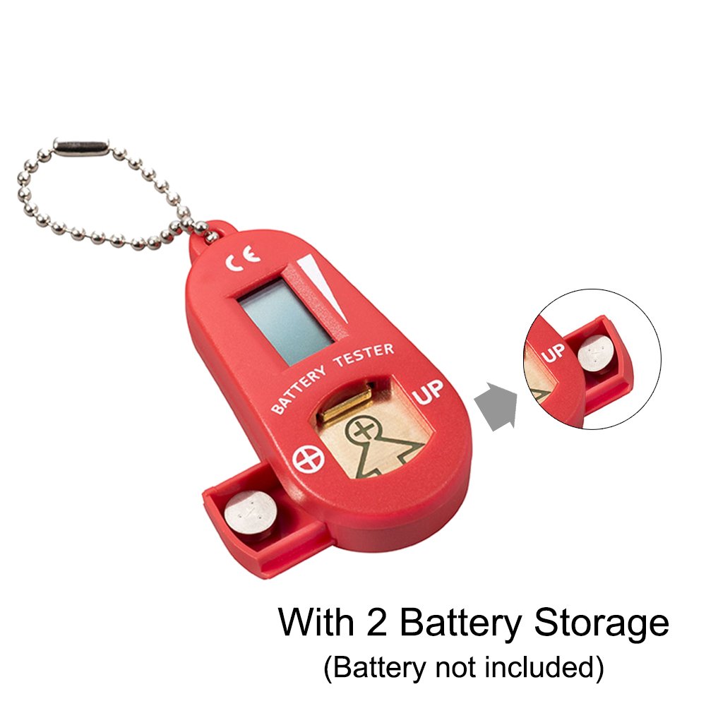 Premium Hearing Aid Battery Tester with Spare Battery Storage - Red | Digital Battery Life Checker for Hearing Devices | Perfect for Travel & Home Use