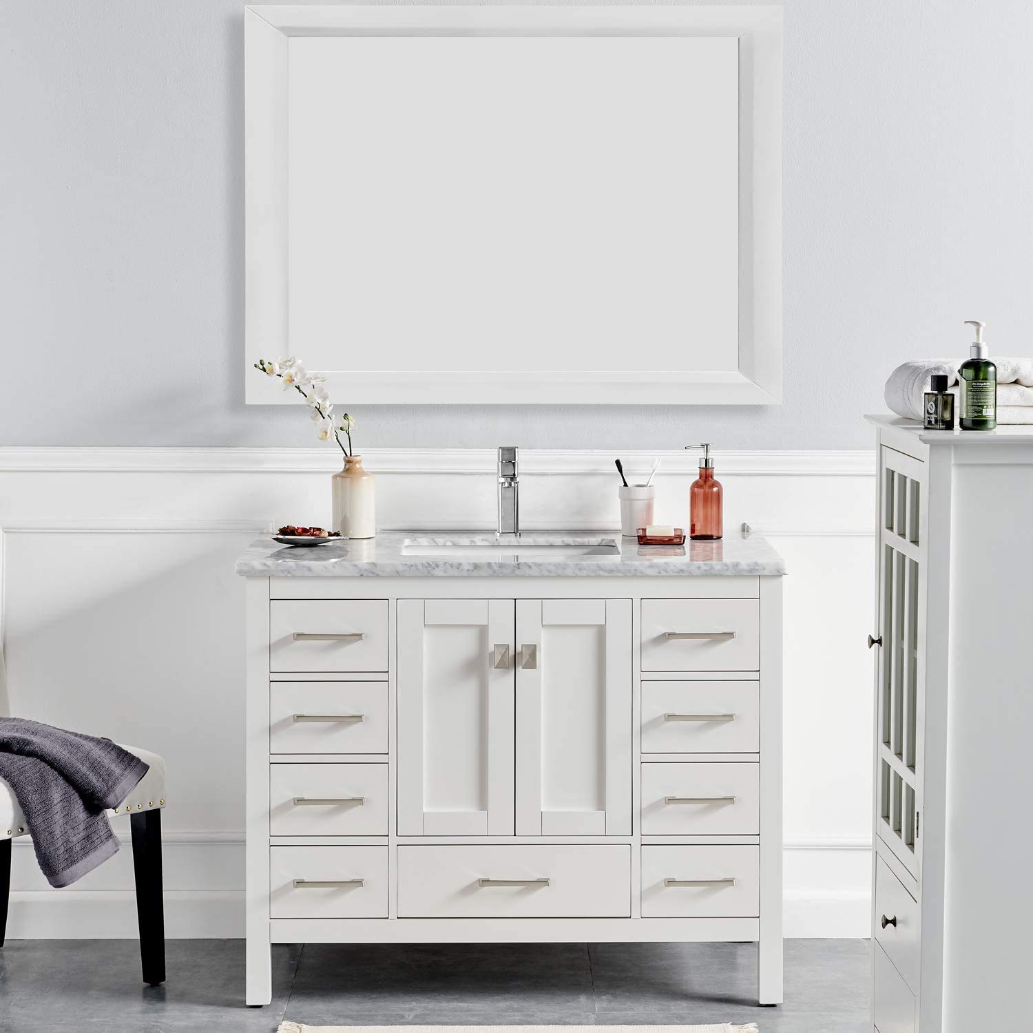 Luxury 36 Inch White Bathroom Vanity with Sink Top - Modern Freestanding Vanity Cabinet with Functional Storage - Perfect for Master Bathrooms, Guest Baths & Small Space Remodels