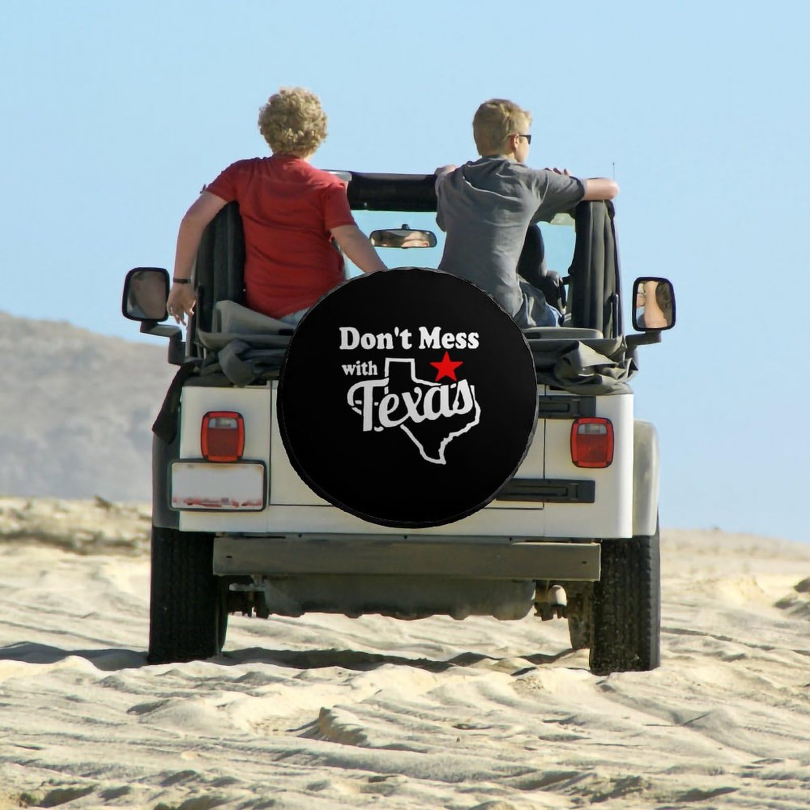 Funny 'Don't Mess with Texas' Spare Tire Cover - 30 Inch Waterproof Sun Protection Wheel Cover for Jeep, Truck & SUV - Perfect for Road Trips & Off-Road Adventures