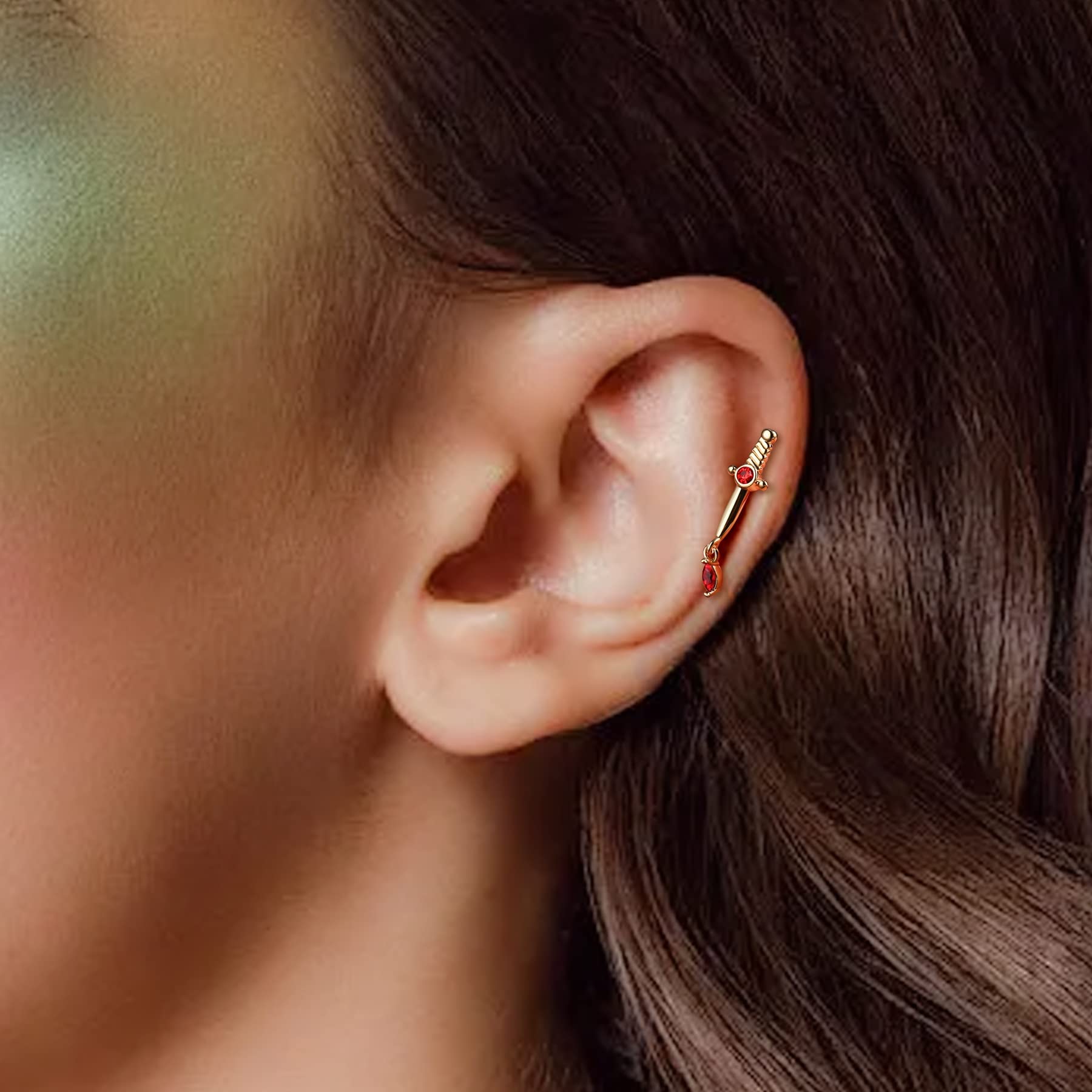 316L Stainless Steel Helix Earrings for Women - CM Crareesi Mania Dagger Dangle Cartilage Earrings Studs 16G, Hypoallergenic Piercing Jewelry for Tragus, Helix, Conch - Perfect for Everyday Wear, Parties & Gifts