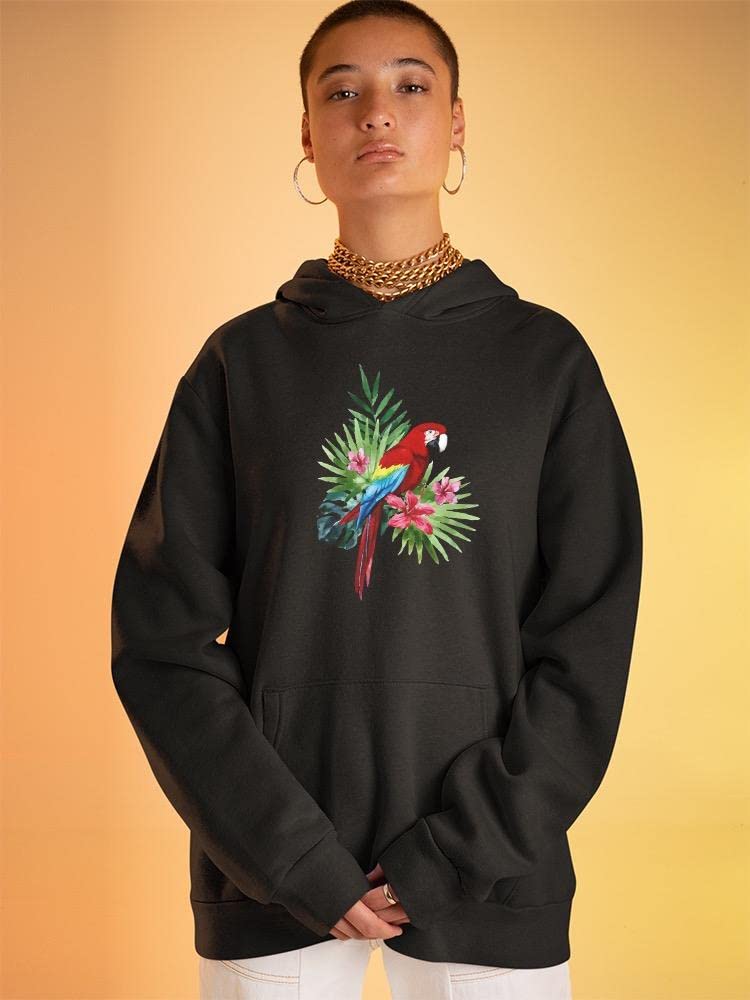 Stylish Parrot & Plants Print Hoodie for Women - SPIdeals Designs | Cozy Casual Wear for Outdoors & Relaxation