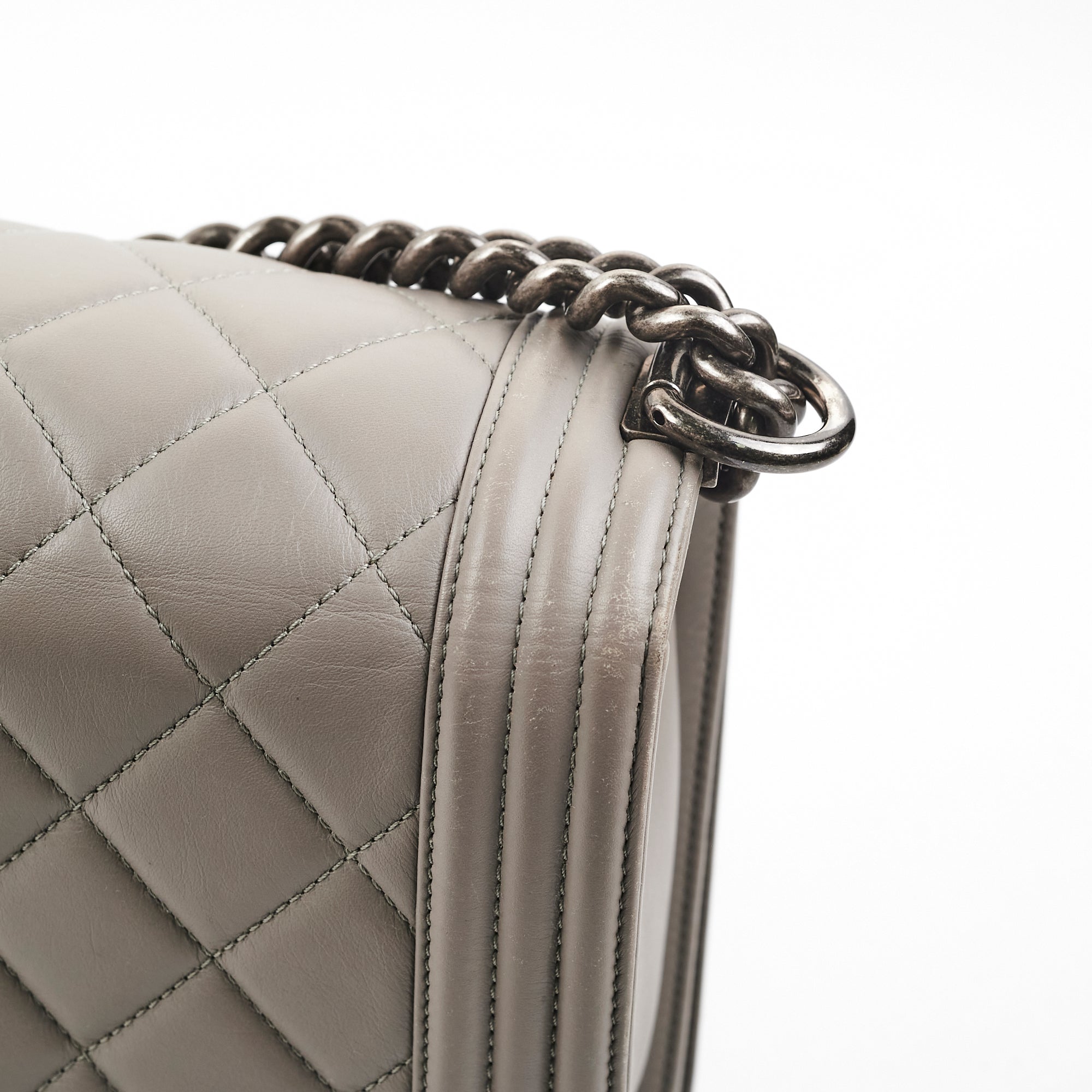 Chanel New Boy Lambskin Grey Leather Handbag - Luxury Designer Crossbody Bag for Women | Perfect for Evening Parties, Date Nights & Special Occasions