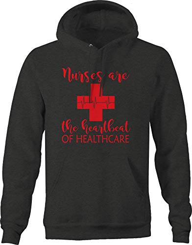 Nurses Are The Heartbeat of Healthcare - Medical Appreciation Hoodie for Men, Dark Grey - Perfect for Nurses Week, Hospital Shifts & Healthcare Worker Gifts