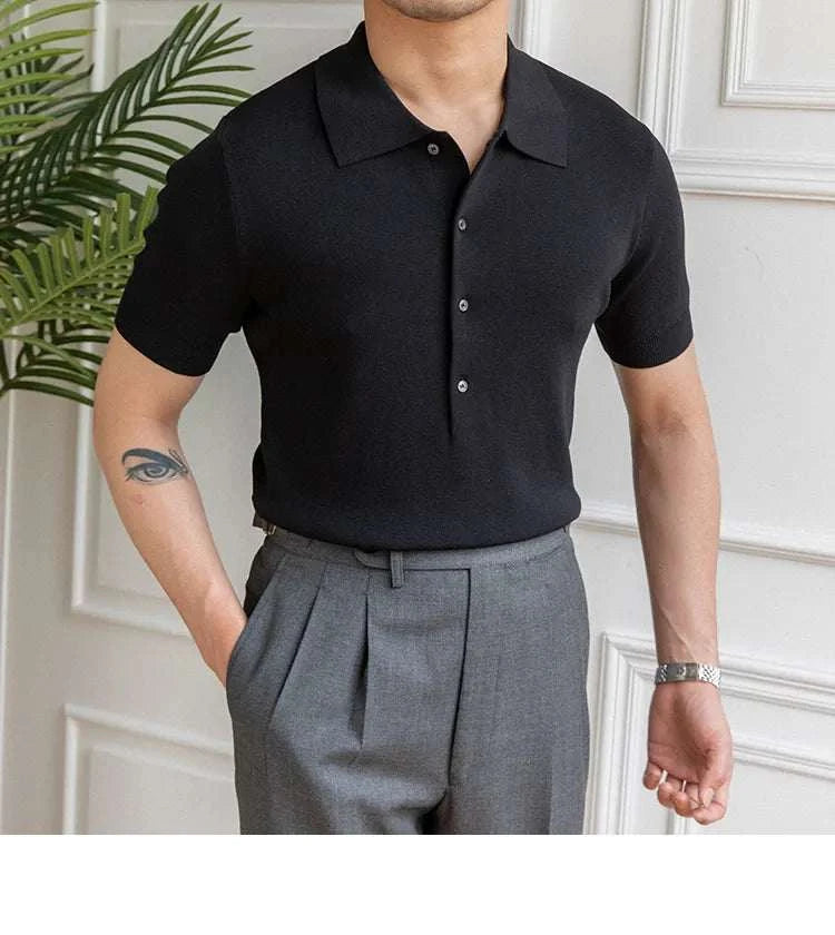 Premium British Polo Shirt for Men - Classic Casual Cotton Knit Top for Golf, Work & Everyday Wear