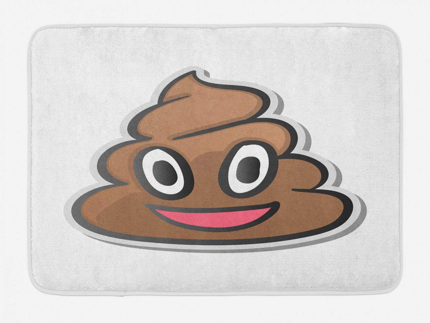 Ambesonne Poop Emoticon Bath Mat - Non-Slip Plush Bathroom Rug with Funny Smiling Poop Digital Art Design, 29.5 x 17.5 Inches, Caramel Dark Grey - Perfect for Bathroom Decor, Kids Room & Novelty Gift