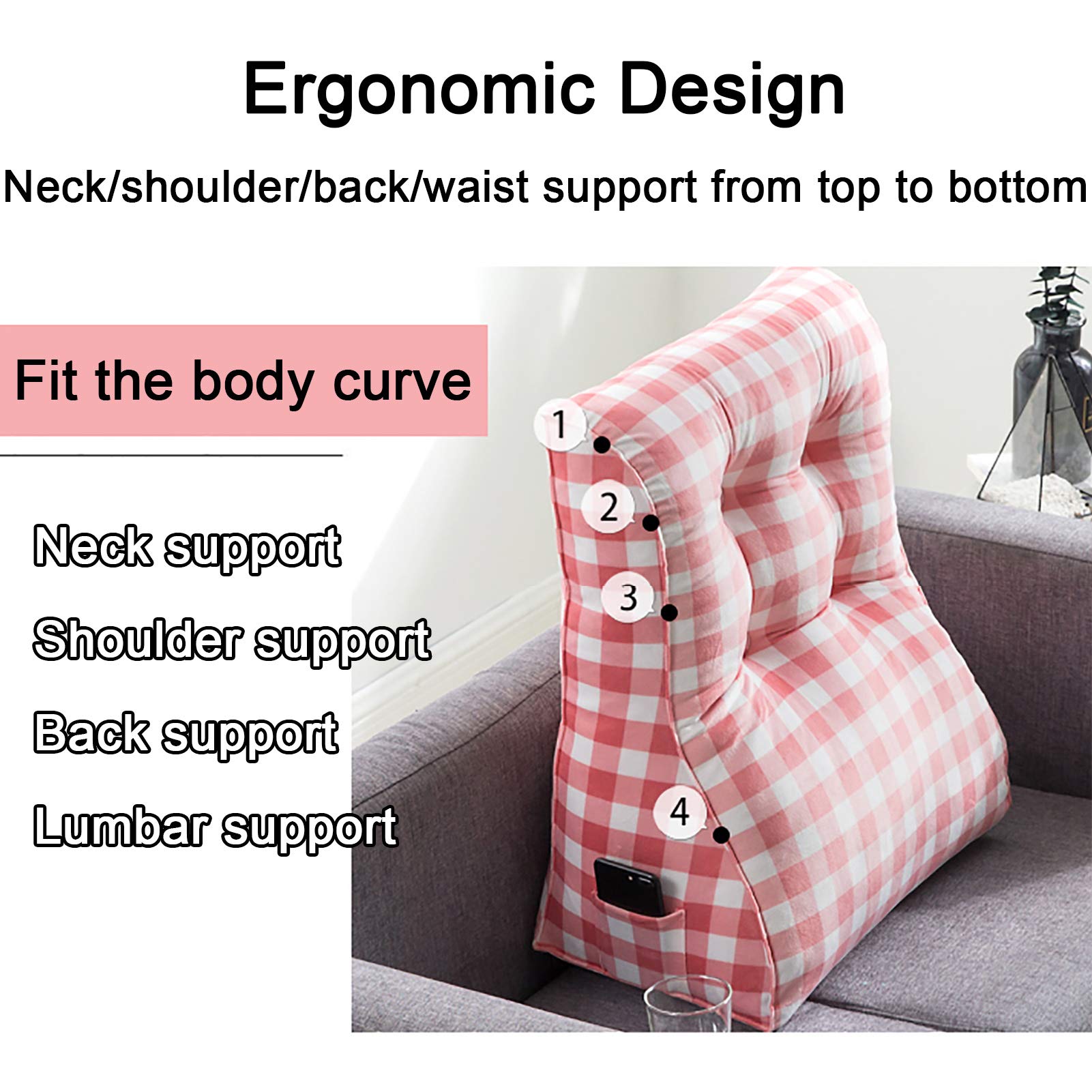 Multifunctional Reading Pillow - Soft Triangular Back Cushion with Removable Pearl Cotton Cover for Bed & Sofa Support | Perfect for Reading, Watching TV, and Relaxing at Home