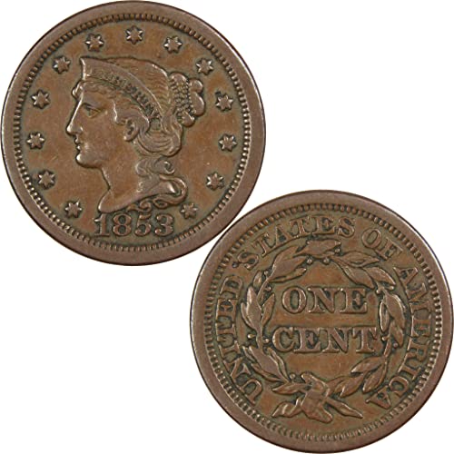 1853 Braided Hair Large Cent XF EF Extremely Fine Copper Penny - US Type Coin 1c for Collectors & History Enthusiasts | Perfect for Coin Collections, Historical Displays & Investment Portfolios