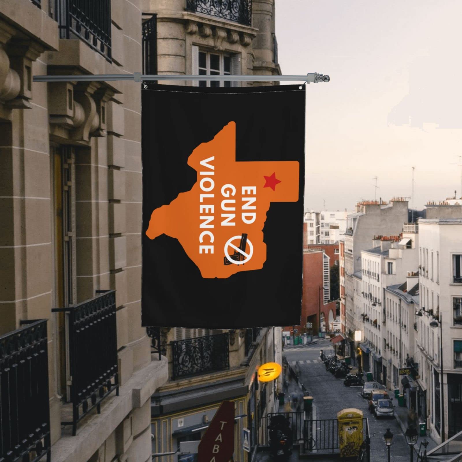 4x6 Ft Texas Map Orange Gun Violence Flag - Safe Kids, Metal Grommets for Outdoor & Indoor Use
