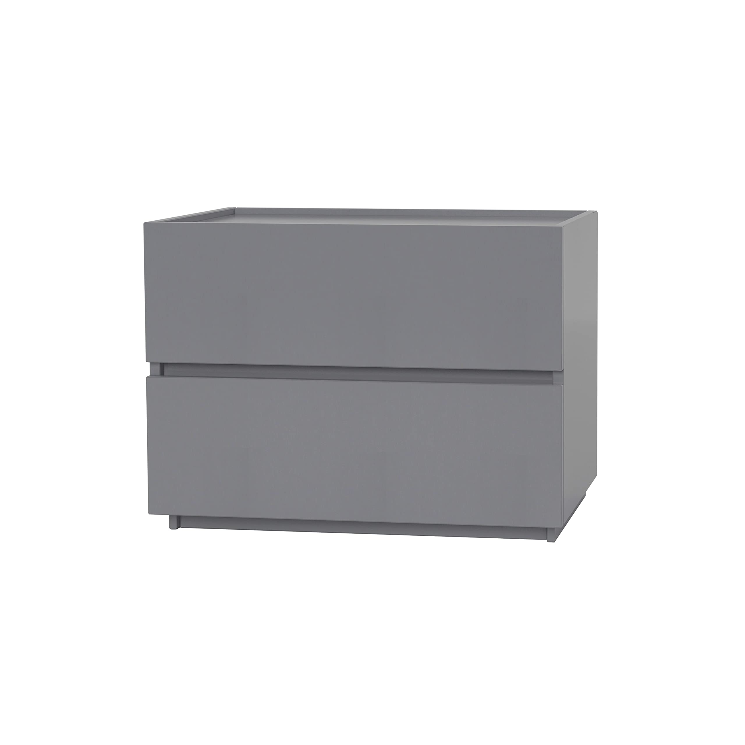 Wooden Stackable 2-Drawer Dresser Organizer - Gray Storage Cabinet for Bedroom, Entryway & Living Room - 23.6 Inch Multi-Functional Nightstand, Sofa Side Table & Closet Cube - Perfect for Small Space Organization & Home Decor