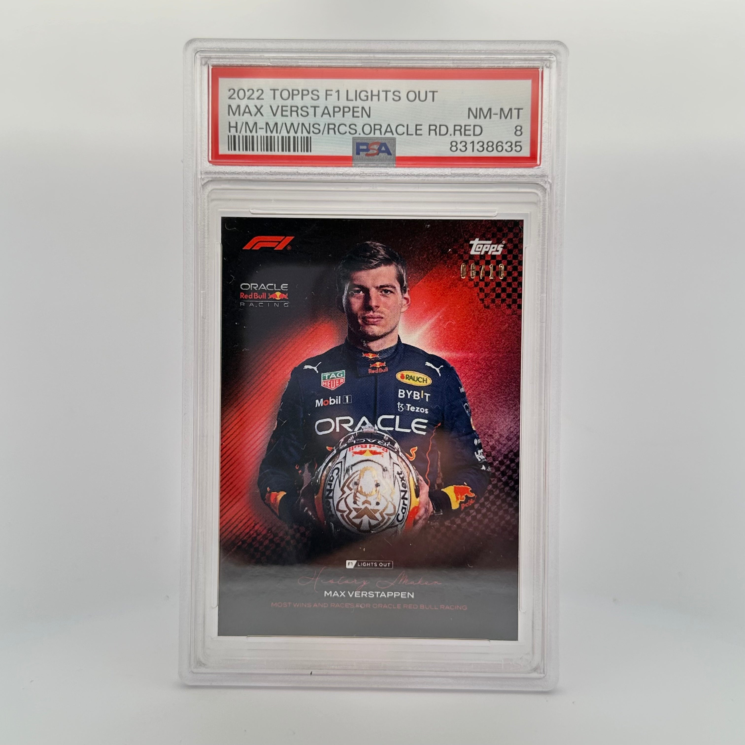 PSA 8/10 Max Verstappen History Maker Card - Most Wins & Races for Oracle Red Bull Racing - Perfect for F1 Collectors and Sports Memorabilia Displays