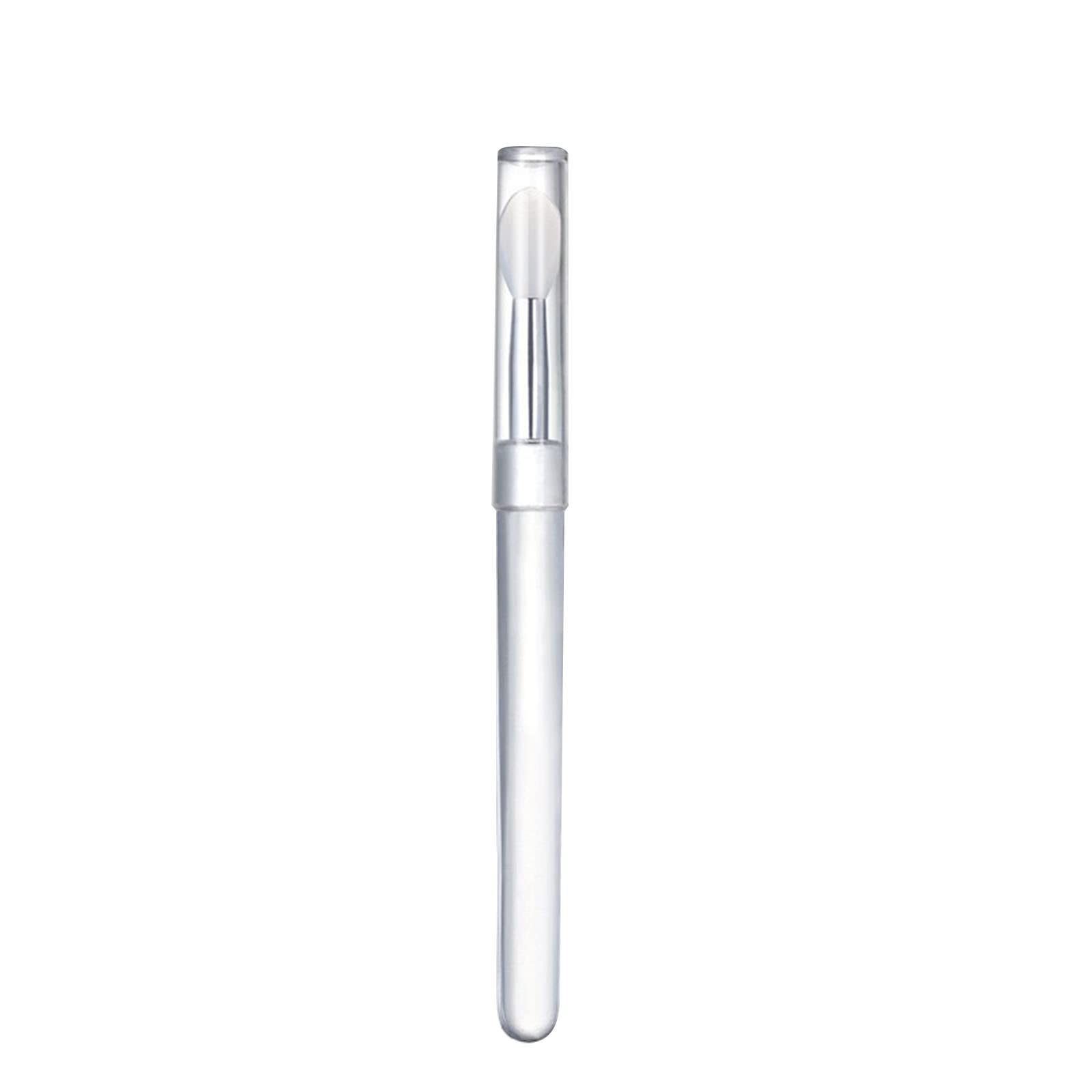 Reusable Silicone Mini Lip Brushes with Covers - Multi-Function Lipstick Brush, Lip Mask Applicator & Sequin Eyeshadow Brush - Portable Makeup Tool for Travel & Daily Beauty Routine (White)