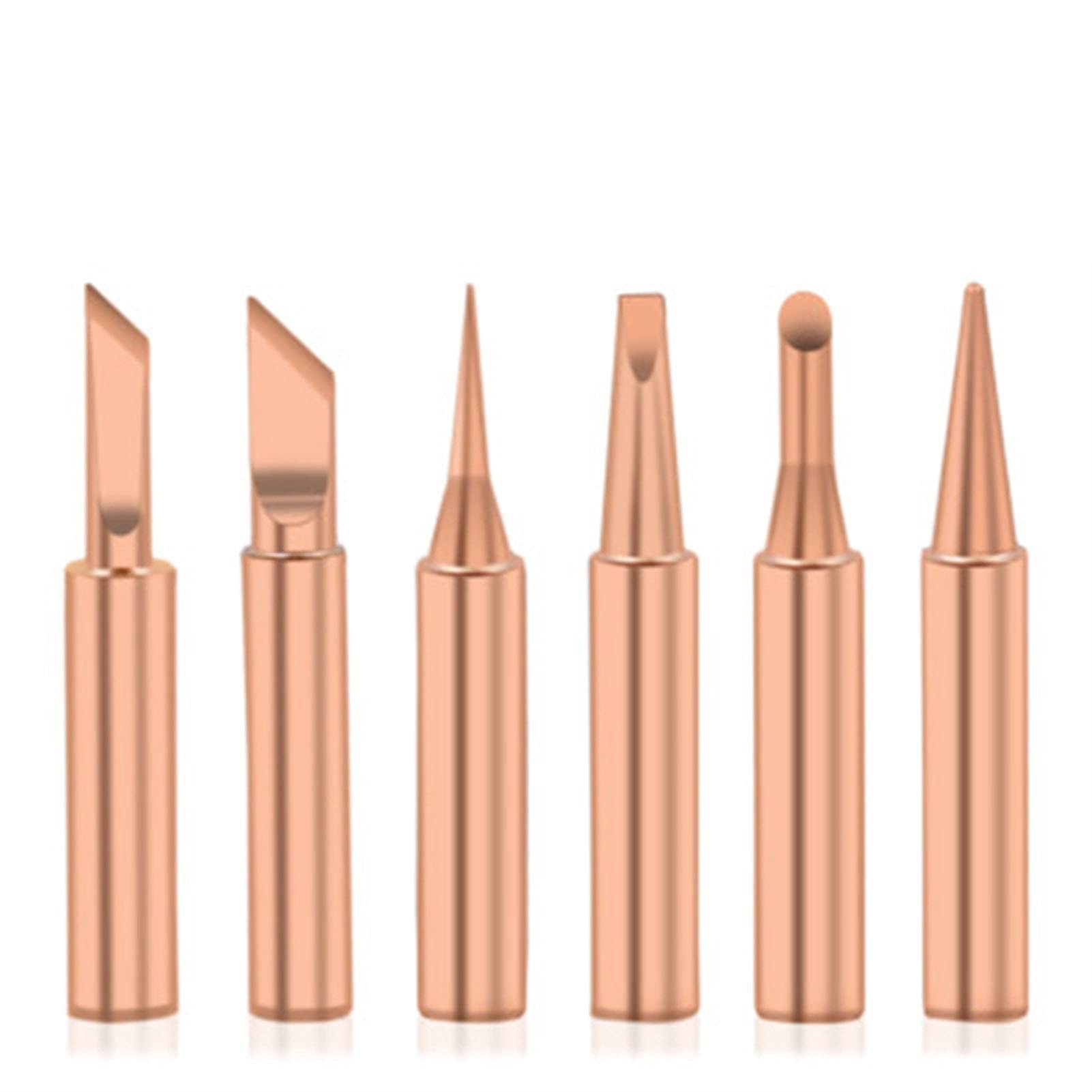 900M-T Soldering Iron Tips 5Pcs - Pure Copper Welding Head Set for Lead-Free Soldering | Easy Replacement Tips for Electric Soldering Irons | Perfect for Electronics Repair, DIY Projects & Circuit Board Work