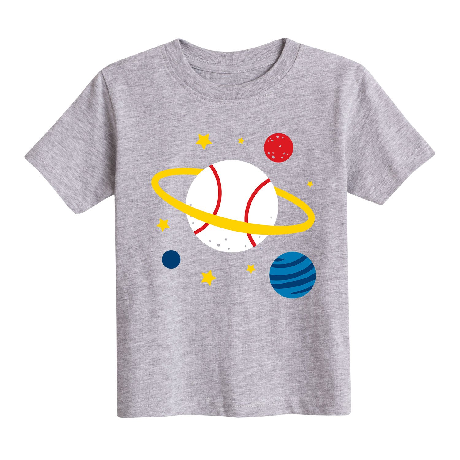 Baseball Planets Toddler Short Sleeve T-Shirt - Cute Space Themed Cotton Tee for Boys & Girls - Perfect for Playdates, School & Everyday Wear