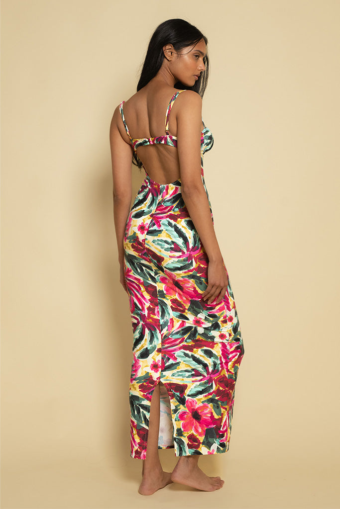 Montce Women's Isla Floral Long Slip Dress - Elegant Flowy Maxi Dress for Summer, Beach, Wedding & Special Occasions