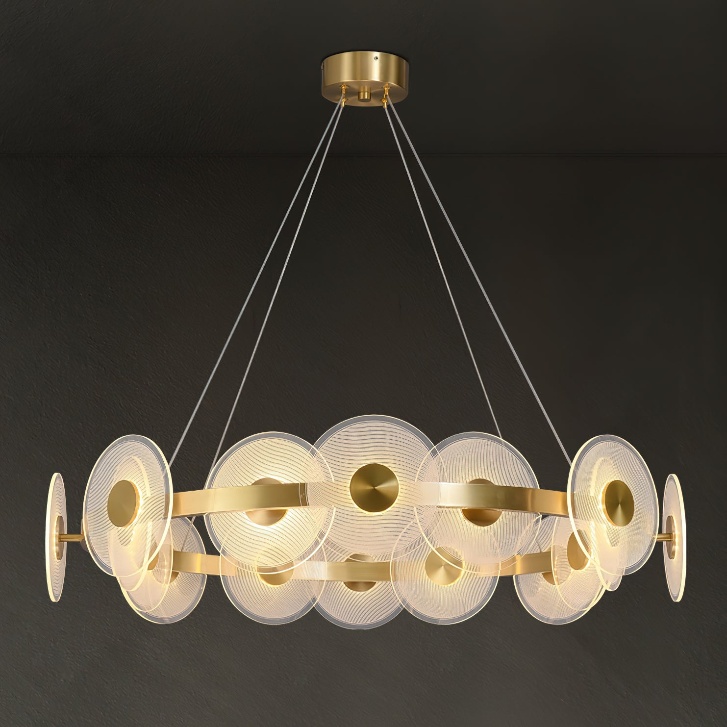 Elegant Halo Chandelier - Modern Crystal Ceiling Light Fixture for Dining Room, Bedroom & Living Room Decor