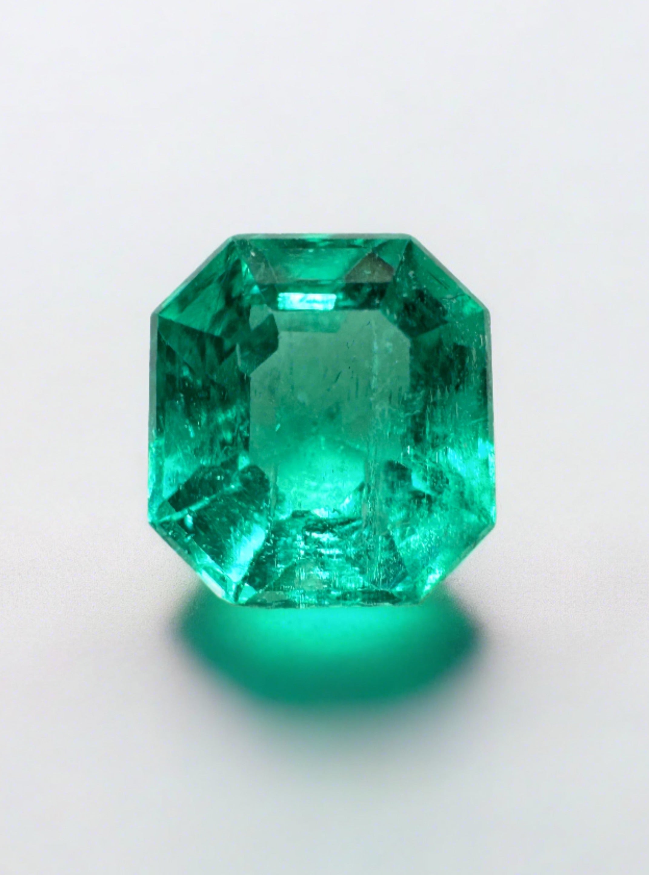 1.79 Carat 7.5x7mm Crystalline Green Asscher Cut Natural Colombian Emerald Gemstone for Jewelry Making - Perfect for Engagement Rings, Earrings & Pendants