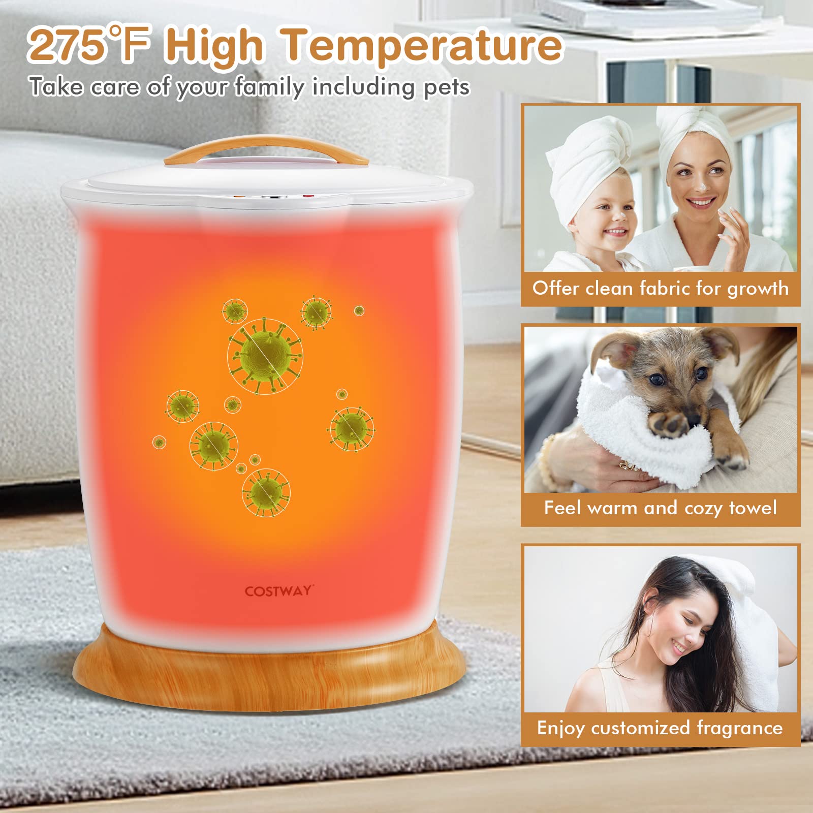 COSTWAY Electric Towel Warmer & Fragrance Holder - Heats 2 Large 40