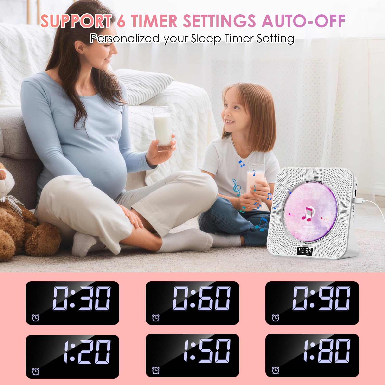 Lvcdodvd Bluetooth 5.0 Mini CD Player with Hi-Fi Sound, Remote Control, LED Display, Dust Cover, FM Radio, USB, AUX – Perfect for Home, Office, and Small Spaces