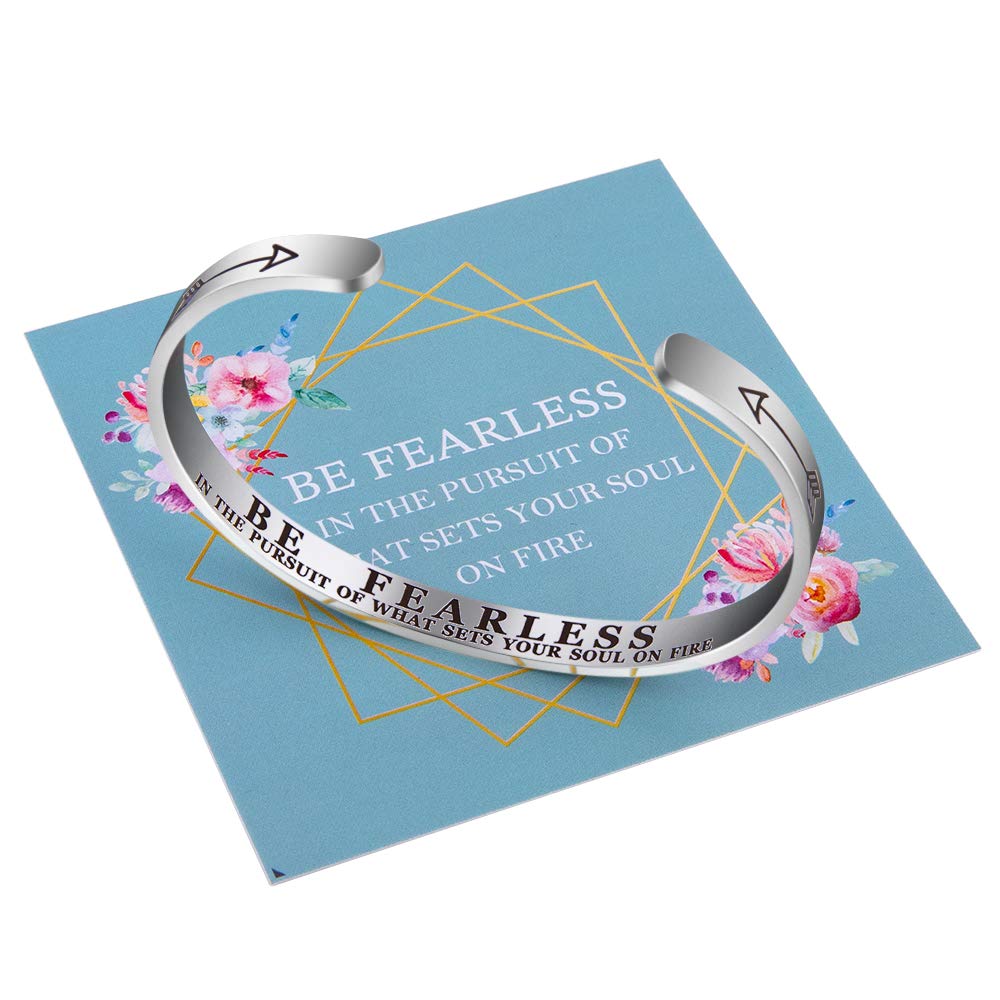 Inspirational Cuff Bangle Bracelet for Women - Engraved Mantra Quote Encouragement Gift for Best Friend, Sister, Daughter & Teen Girls - Perfect for Birthdays, Graduations & Daily Motivation