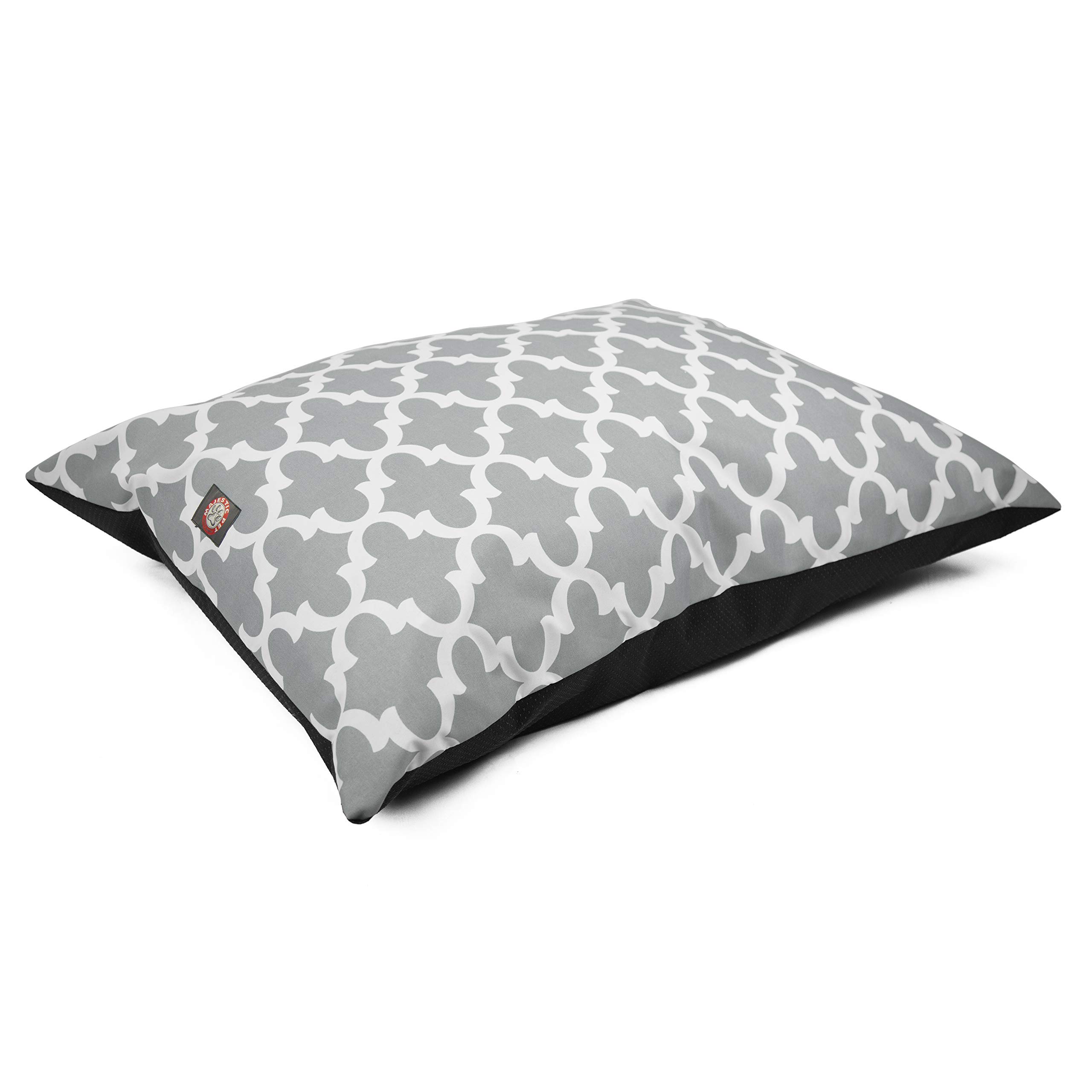 Washable Non-Slip Large Dog Bed 46x35 Inch - Comfy Orthopedic Pet Bed for Crates & Kennels, Gray Trellis Design - Perfect for Large Breed Dogs, Ideal for Sleeping, Lounging & Home Use