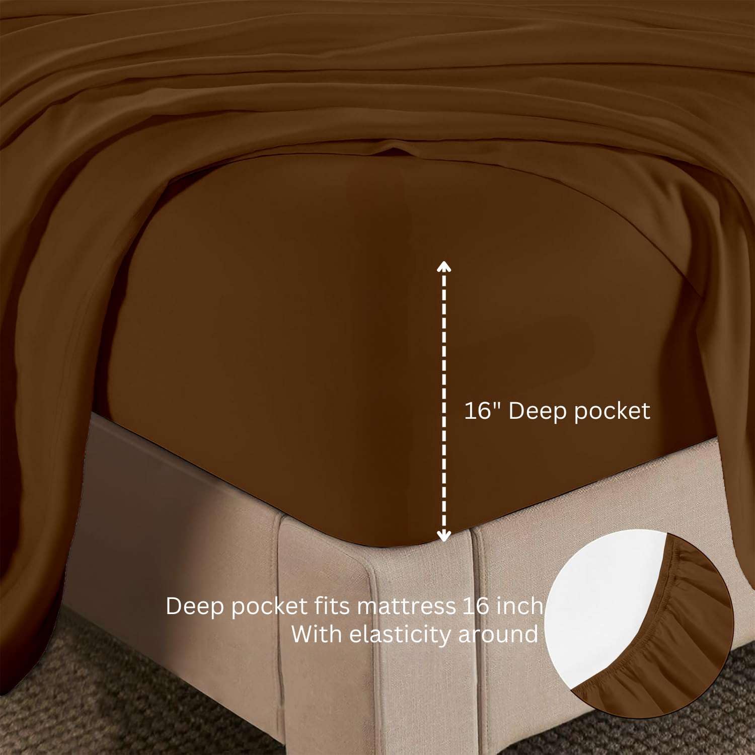 California King Size Sheet Set - 6 Piece 400-Thread-Count 100% Egyptian Cotton Bed Sheets with Deep Pockets - Easy Fit Luxury Bedding for California King Beds - Brown Bed Sheets for Ultimate Comfort and Style - Perfect for Master Bedrooms and Guest Rooms
