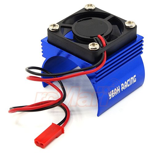 Yeah Racing YA-0410BU Aluminum 540 Motor Heat Sink with Cooling Fan - High Performance Cooling System for RC Cars, Drones & Hobby Models (Blue) - Perfect for Racing, Off-Road & High-Speed Applications