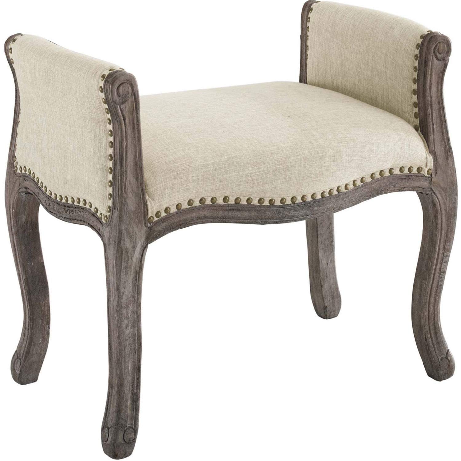 Modway Avail Vintage French Upholstered Fabric Entryway Bench in Beige - Stylish Seating for Hallway, Bedroom & Living Room Décor