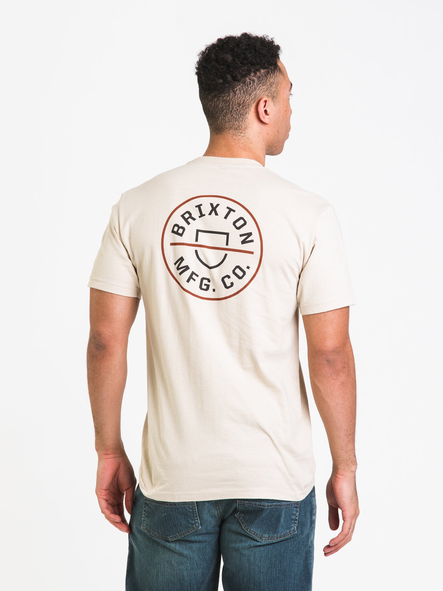 BRIXTON CREST II T-Shirt - Premium Cotton Crewneck Tee in Cream | Men's Casual Streetwear | Perfect for Everyday Wear, Outings & Music Festivals