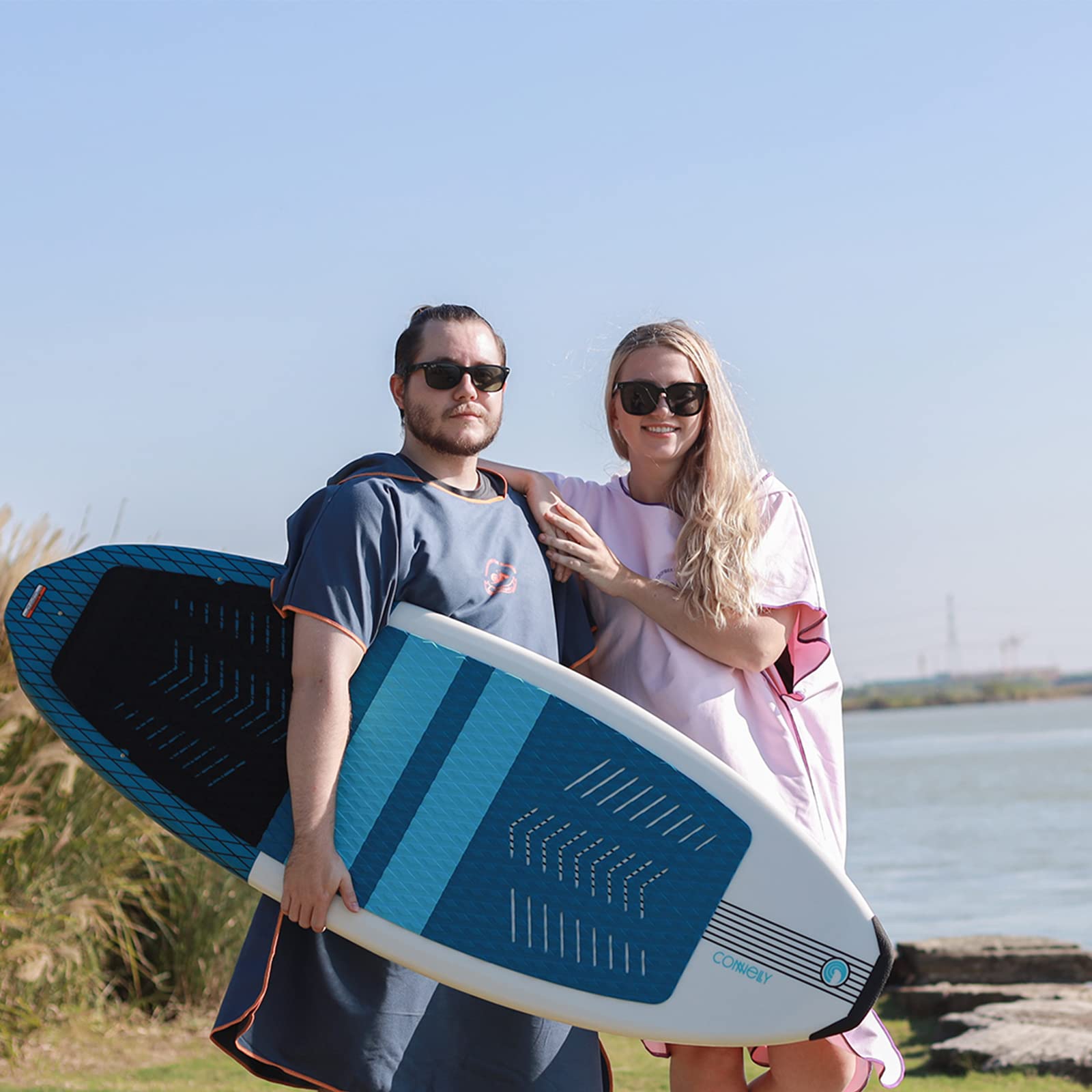 Hiturbo Microfiber Surf Poncho | Quick Dry Wetsuit Changing Robe | Hooded Swim Beach Towel for Pool, Surfing & Outdoor Adventures