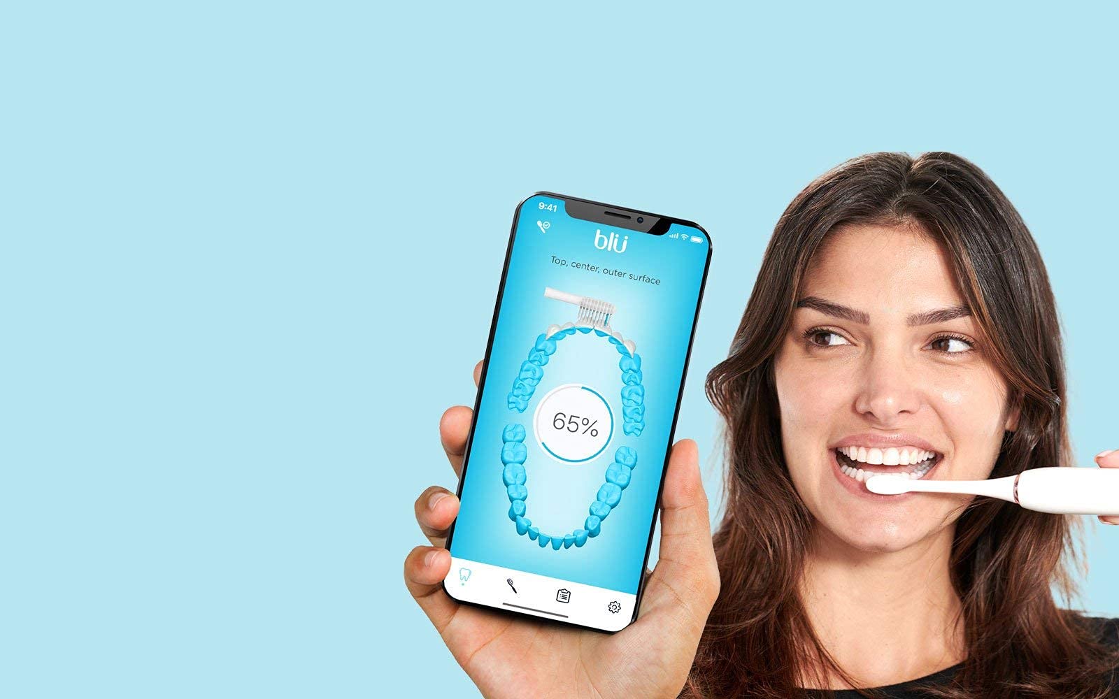 Blu Smart Electric Toothbrush for Adults - Sonic Power Toothbrush with Live Tracking App, Rechargeable & Waterproof (White) - Perfect for Travel, Home & Daily Oral Care