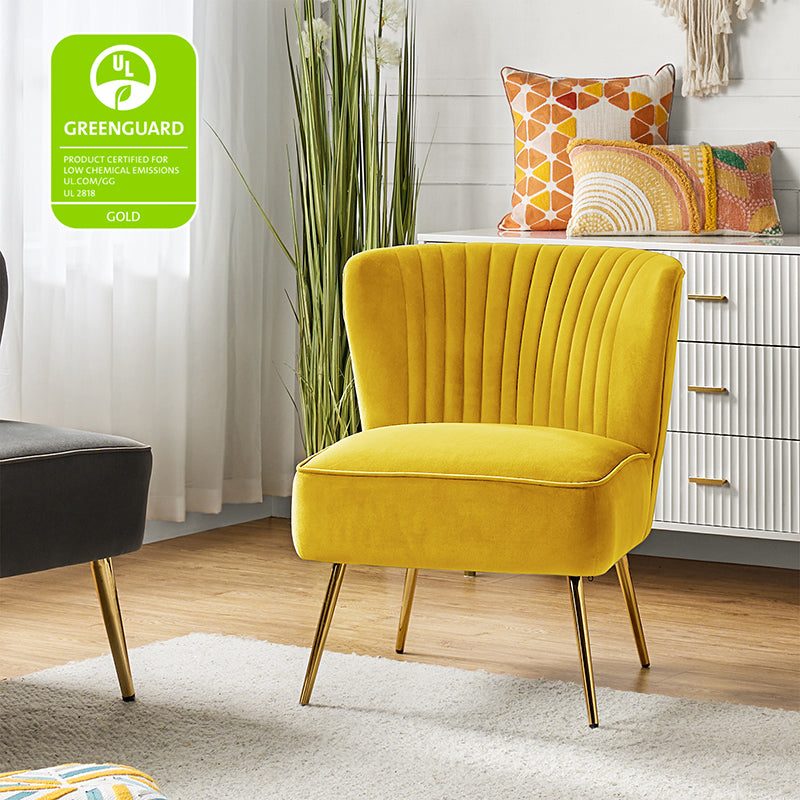 Lola Velvet Side Chair - Modern Upholstered Accent Chair for Living Room, Bedroom & Office - Soft Velvet Fabric with Sturdy Wooden Legs - Perfect for Dining, Lounge & Home Decor