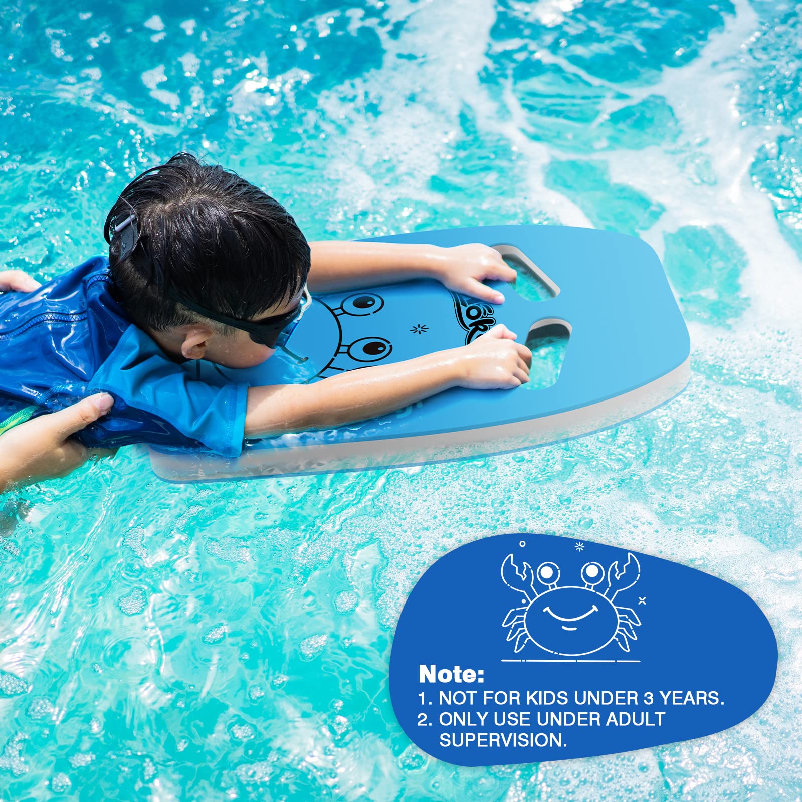 MoKo Swim Kickboard for Kids - Cartoon Swimming Training Kick Board, Pool Exercise Equipment to Improve Natural Swimming Position - Perfect for Swim Lessons, Water Fun & Pool Training