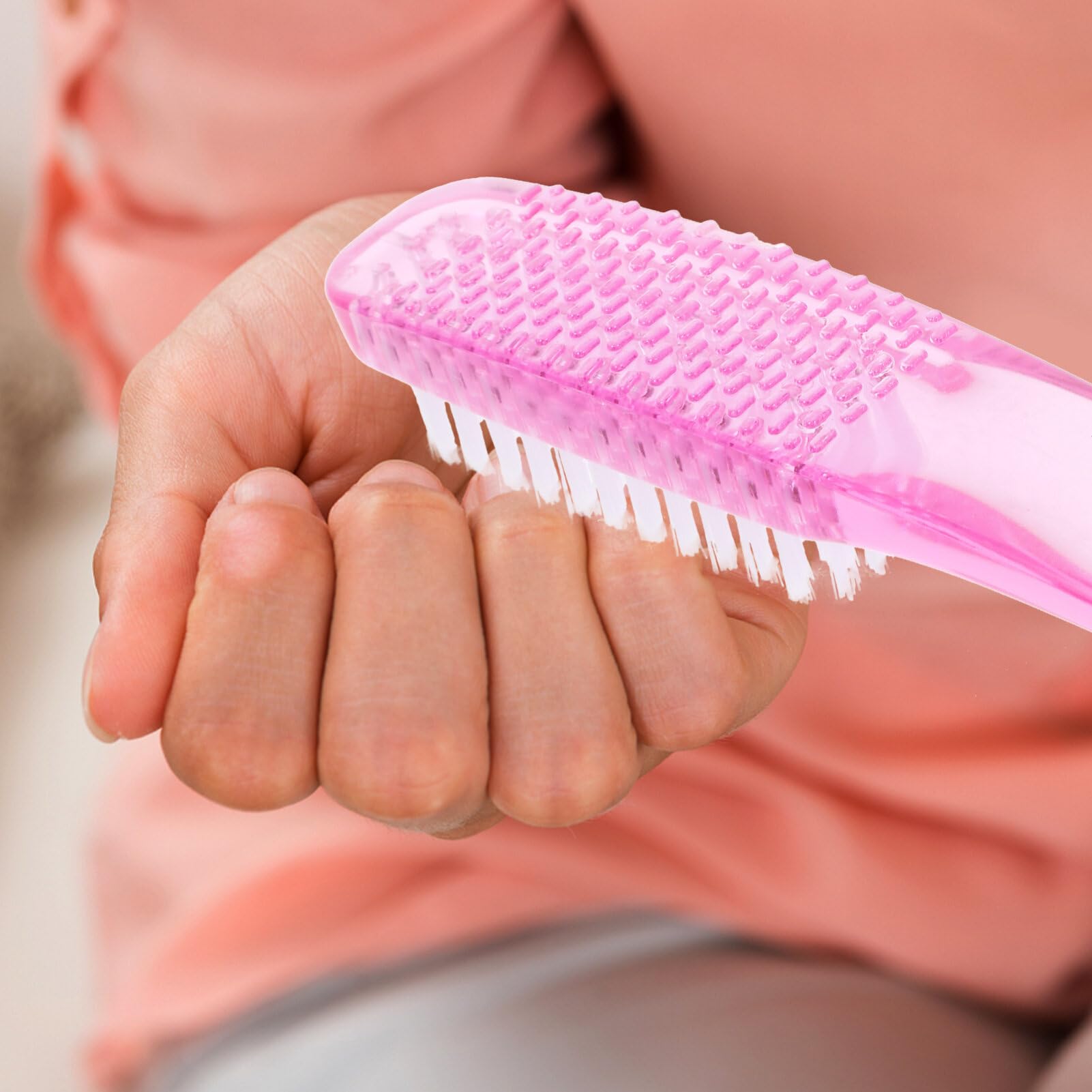 EXCLUZO 5-Piece Nail Brush Set - Professional Manicure & Pedicure Scrub Brushes for Hands and Feet - Durable Nail Cleaning Tool with Ergonomic Handle (Pink) - Perfect for Home Spa, Salon & Travel Nail Care