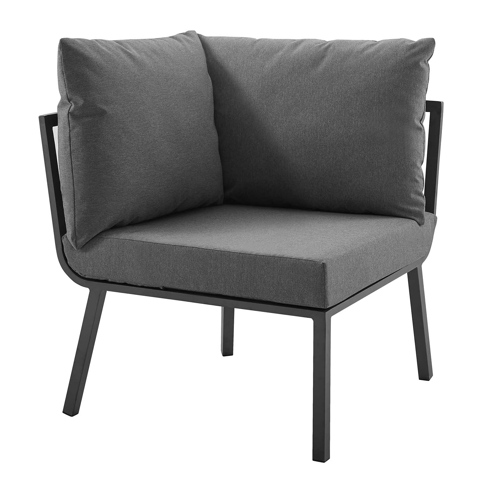 Modern Grey Aluminum Lounge Chair - Metal Outdoor Patio Furniture for Balcony, Cafe, Bistro, Garden, and Hotel Decor