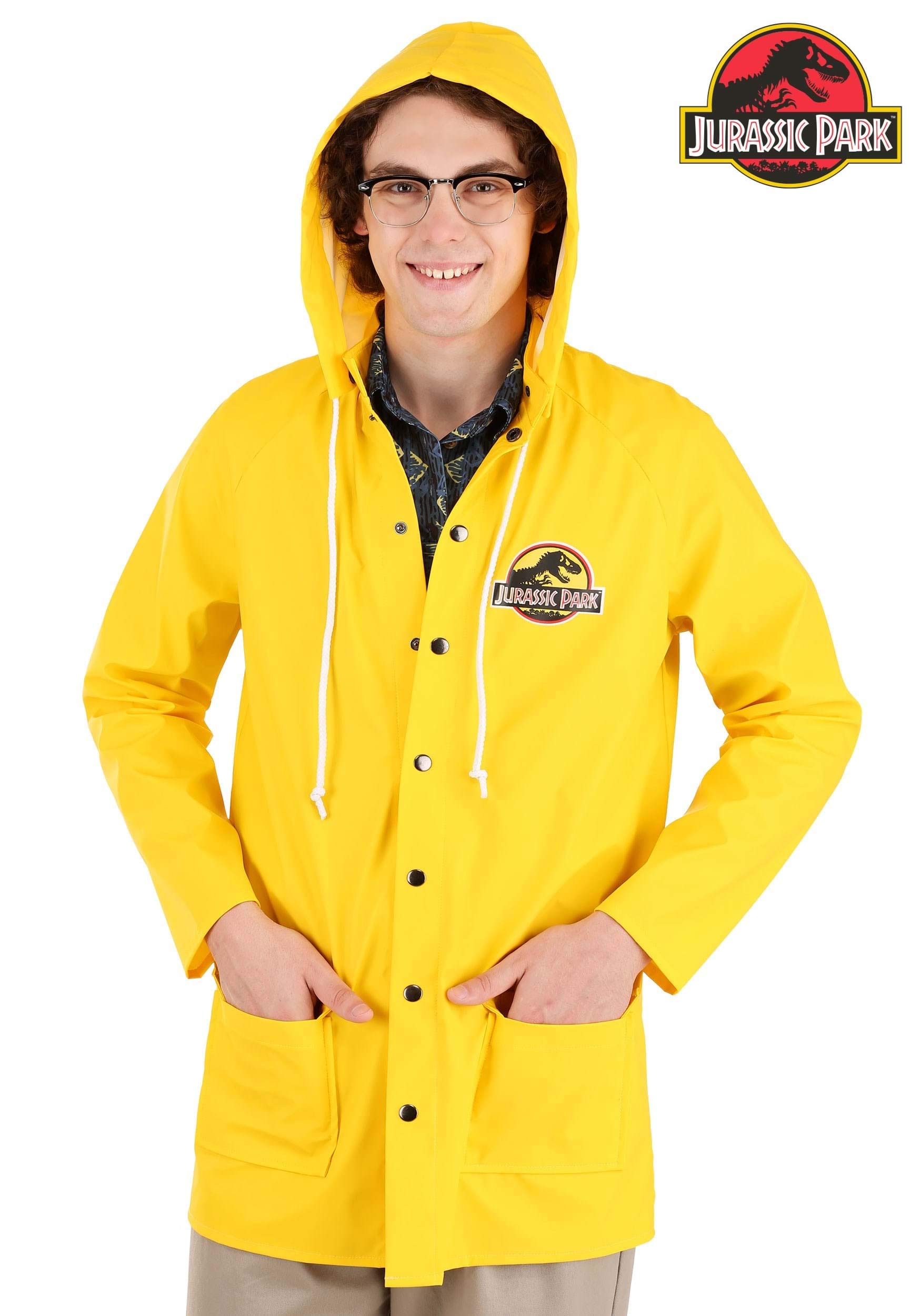 Jurassic Park Dennis Nedry Yellow Raincoat Costume for Adults - Halloween Cosplay, Movie Party Outfit, Themed Events & Collectible Memorabilia
