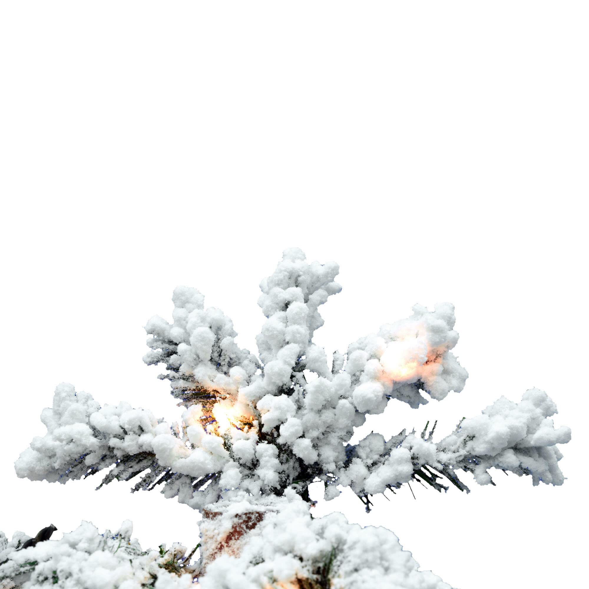 Vickerman 5 Foot Flocked Artificial Christmas Tree with Clear Lights - Snow Covered Spruce Faux Tree for Holiday Decor - Perfect for Living Room, Office & Seasonal Indoor Home Decoration