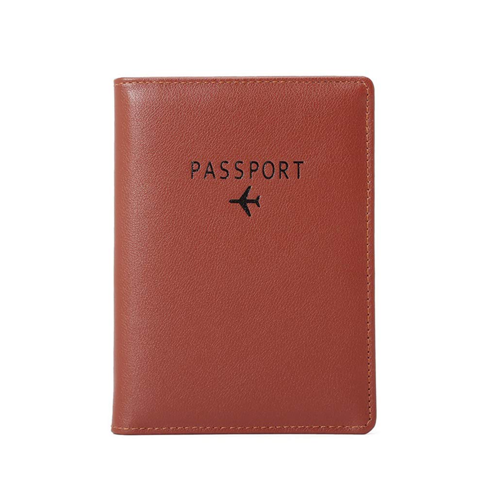 BAKUN RFID Blocking Leather Travel Wallet & Passport Holder - Family Document Organizer with Card Slots, Coffee Brown | Perfect for Airports, Vacations & International Trips
