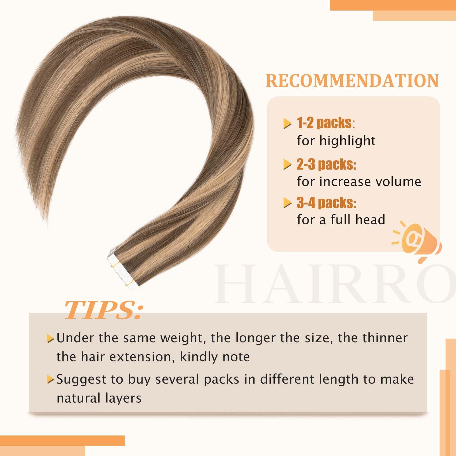 Premium Hairro Glue-In Human Hair Extensions – 14 Inch 30g 20pcs Tape-In Weft with Double Sided Tape (Medium Brown & Dark Blonde) for Natural Volume & Length – Perfect for Balayage Highlights, Daily Styling & Special Occasions